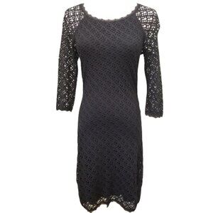 Aqua 3/4 sleeve lace black dress women's size Small (284)